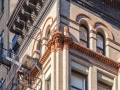 Rounded (bullnose) bricks were used in the decorative pillasters and around all windows; contrasting terra cotta trim.