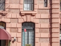 Brick, brownstone and terra cotta.