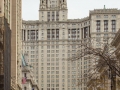 Looking down Chambers Street, which used to continue through the Municipal Building's arch.