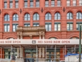 Puck Building - Lafayette Street facade - a second (small) Puck statue is hidden by scaffold, above doors.