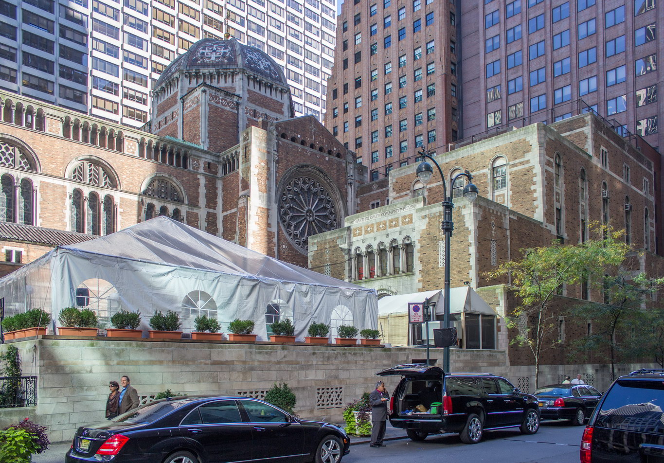 St. Bartholomew's Church - Park Avenue between E50th and E51st Streets. Community House is the building at right.