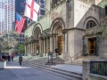 The Romanesque porch originated with the earlier St. Barts on Madison Avenue (see text).